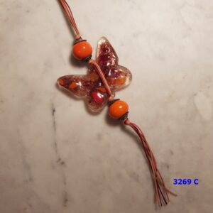 Χυτό γυαλί δεμένο με νήμα και κεραμεική χάντρα - Κωδ. 3269C